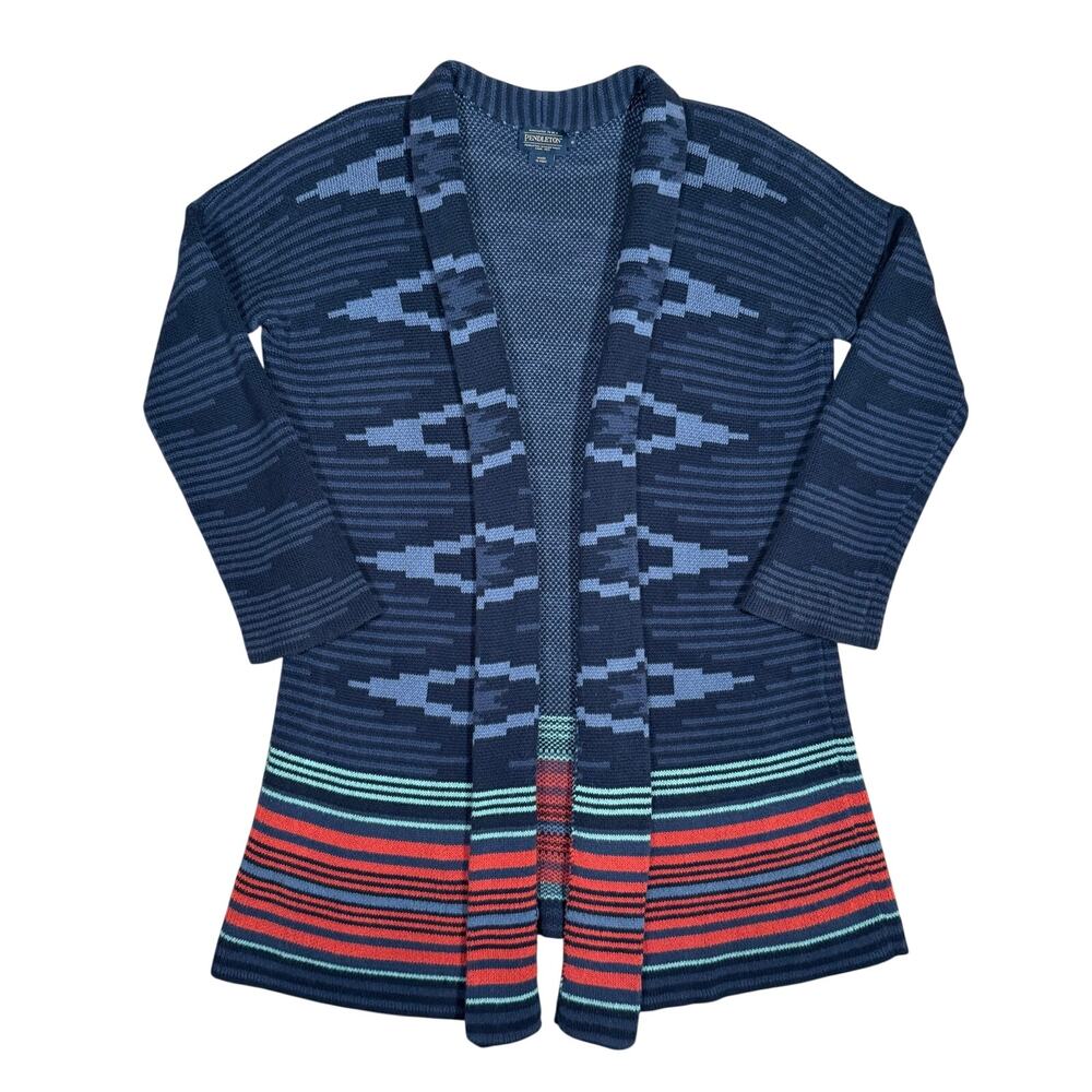 Southwestern Pendleton Geometric Pattern Open Front Cardigan Small